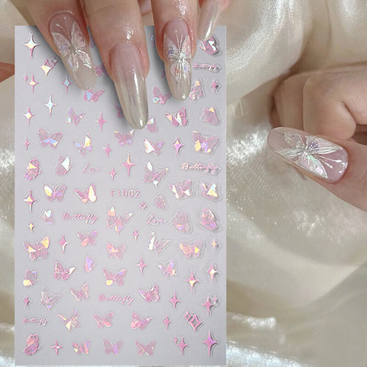 3D Nail Sticker Star Heart Silver Moon Self-Adhesive Sliders Manicure Nail Decal